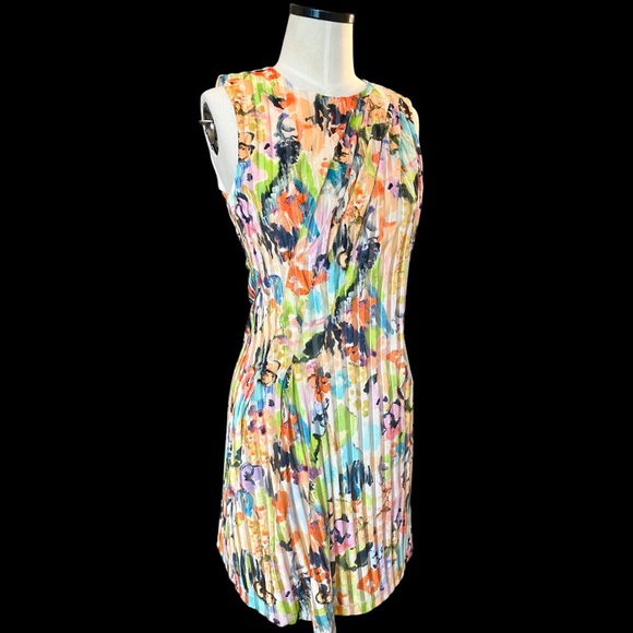 Resold♥️STINE GOYA floral sleeveless pleated dress - Picture 1 of 10